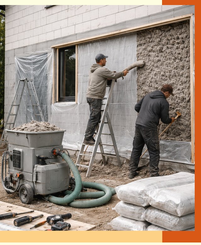 Утепление дома из газобетона эковатой в Северодвинске от 4554 руб./м2 | ТепломастерСвр
