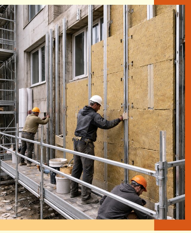 Утепление вентилируемого фасада в Северодвинске от 5668 руб/м2 — монтаж и утепление вентфасад | ТепломастерСвр